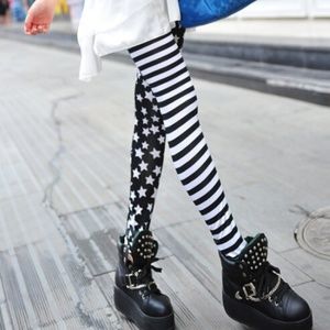 stars and stripes leggings black and white